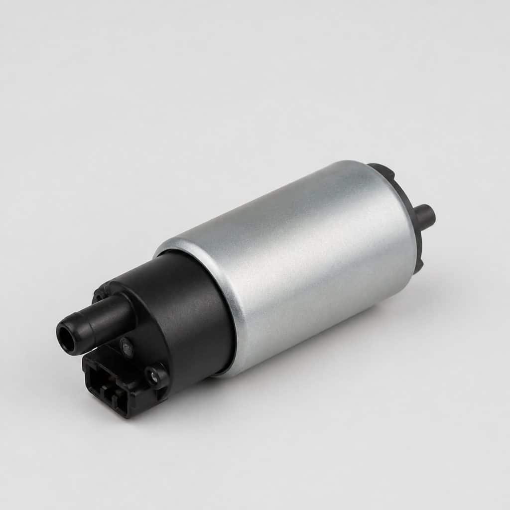Pompe à carburant électrique compacte vue de face sur fond clair